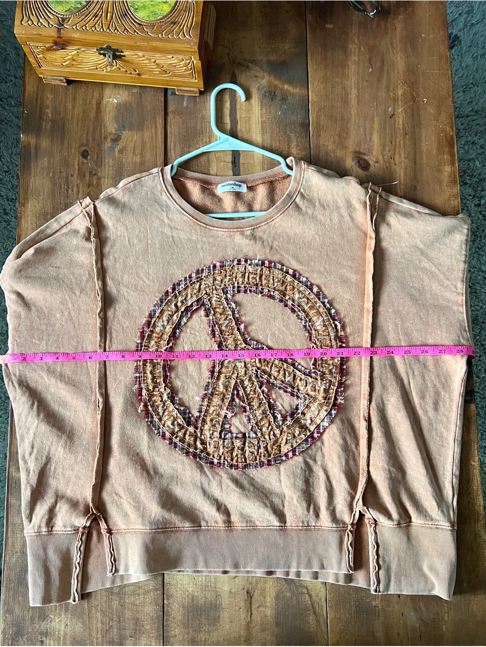 Mittoshop Oversized Patchwork Peace Sign Sweatshirt S/M ✨ - Picture 9 of 13